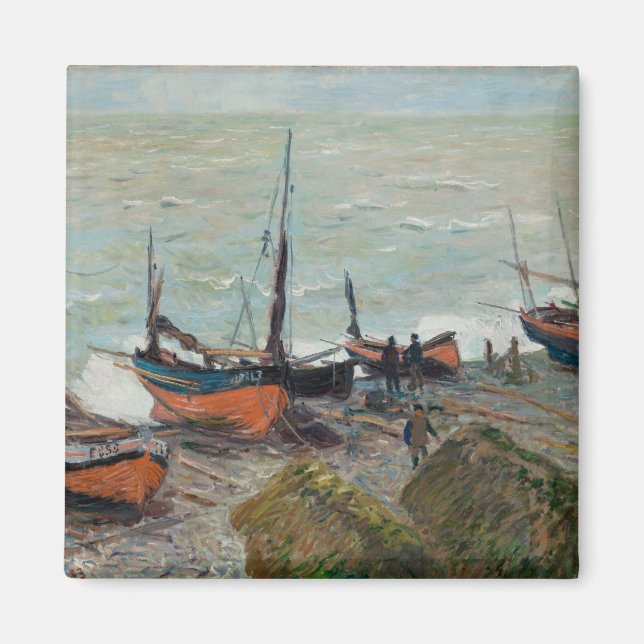 Vintage Claude Monet Fiskebåtar Magnet (Framsidan)
