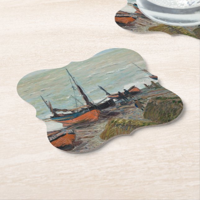 Vintage Claude Monet Fiskebåtar Underlägg Papper (Vinklad)