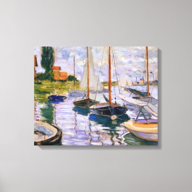 Vintage Claude Monet-segelbåtar på sjön Canvastryck (Framsida)