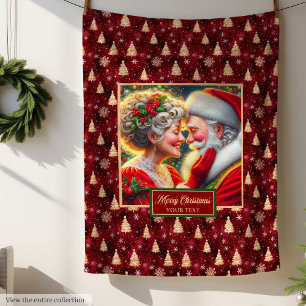 Vintage Claus Blanket Perfekt jul Fleecefilt