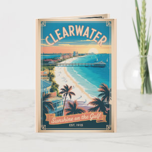 Vintage Clearwater Florida Retro Resa Kort