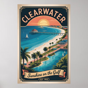 Vintage Clearwater Florida Retro Resa Poster