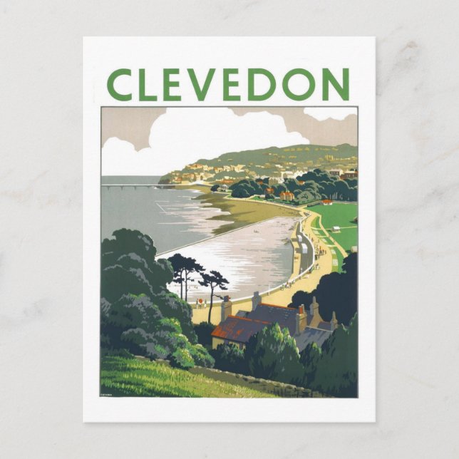 Vintage Clevedon Resemålningaffisch Vykort (Framsida)