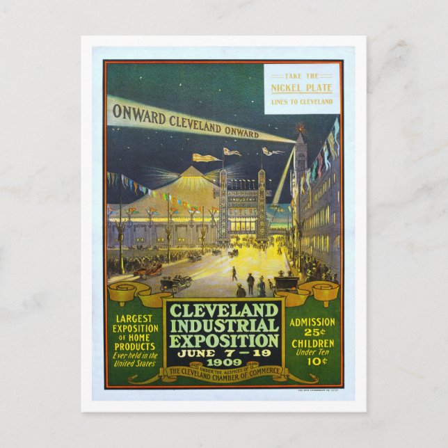 Vintage Cleveland Expo 1909 Affisch  Vykort (Framsida)