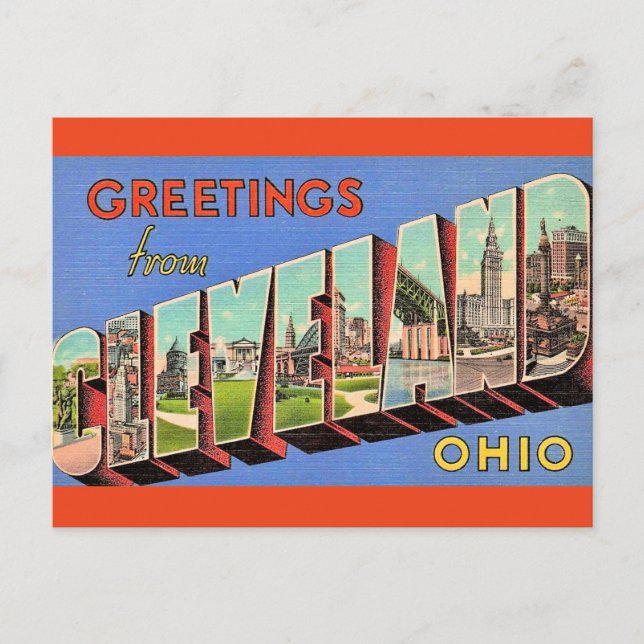 Vintage Cleveland Ohio Vykort (Framsida)