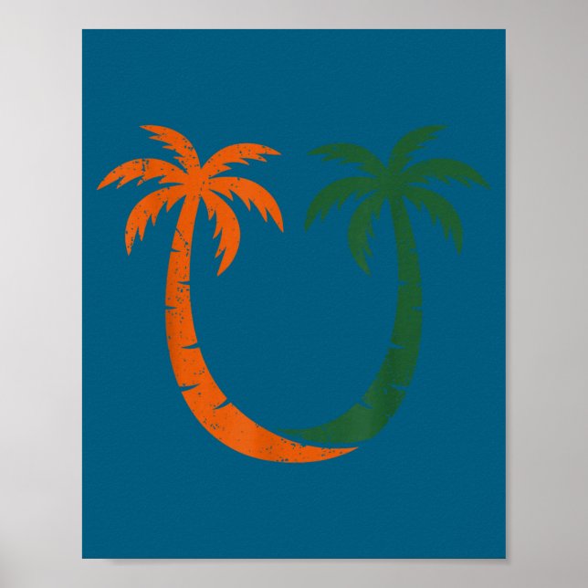 Vintage Clic 90-talets Miami Palmträd Um  Poster (Framsidan)