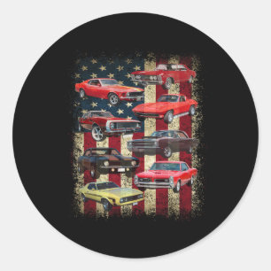 Vintage Clic Muscle Car Retro American Flagga Patr Runt Klistermärke