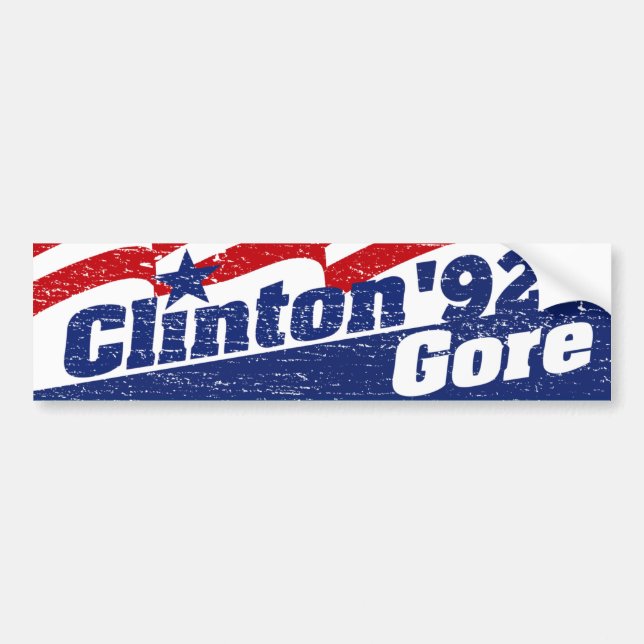 Vintage Clinton Gore 92 Clinton 1992 Bildekal (Framsidan)