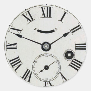 Vintage Clock Ansikte Runt Klistermärke