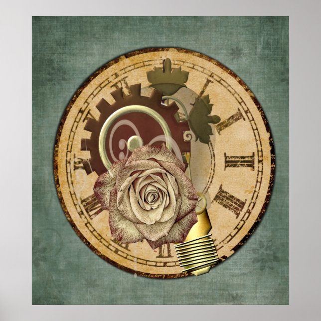 Vintage Clock Collage Poster (Framsidan)