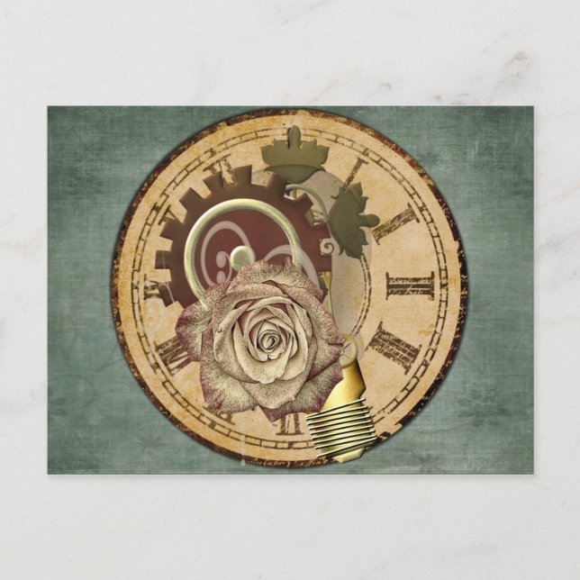 Vintage Clock Collage Vykort (Framsida)