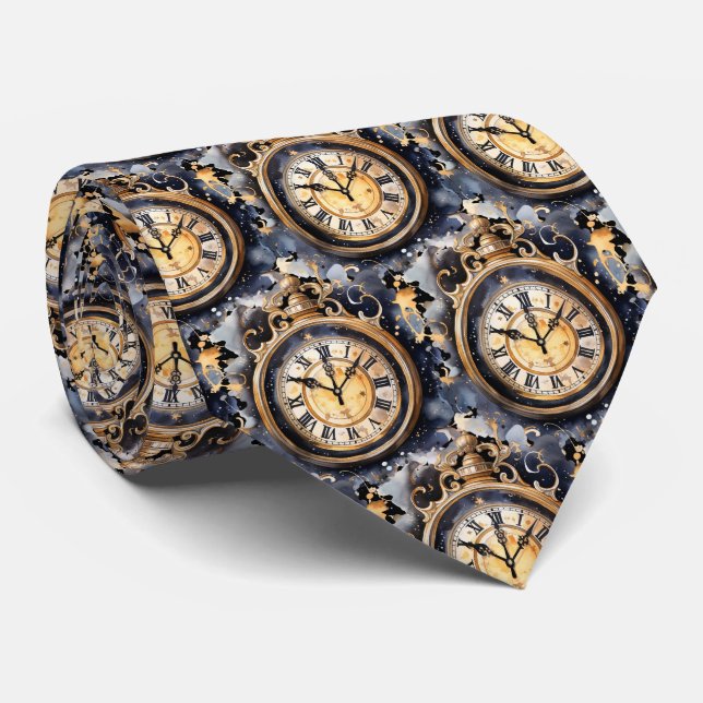 Vintage Clock Face Steampunk Neck Tie Slips (Rullad)