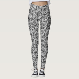 Vintage Clock Motif Mönster Leggings
