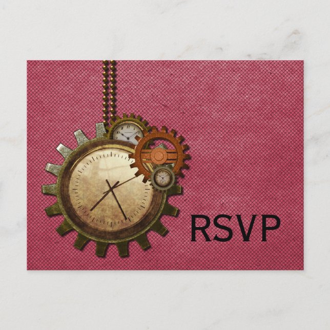 Vintage Clock OSA Postcard, Rosa Inbjudan Vykort (Framsida)