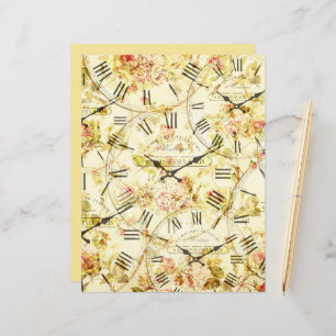 Vintage Clocks Collage Scrapbook Papper