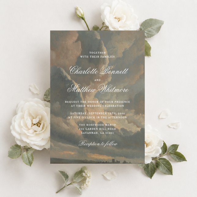 Vintage Cloudscape Fine Art Wedding Invitation Inbjudningar (Skapare uppladdad)