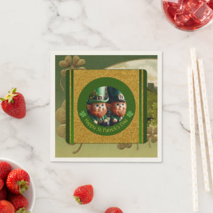 Vintage Clover St Patrick's Day Leprechauns PPN Pappersservett