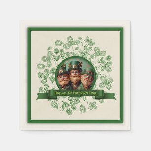 Vintage Clover St Patrick's Day Leprechauns PPN Pappersservett