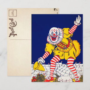 Vintage clown annons postkort vykort