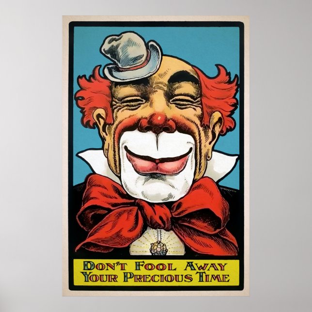 Vintage Clown Ansikte Art Poster (Framsidan)