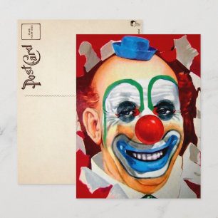 Vintage Clown Ansikte vycard Vykort