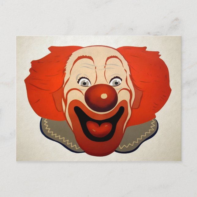 Vintage Clown Ansikte Vykort (Framsida)