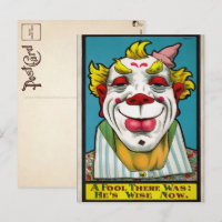 Vintage Clown Art-vykort