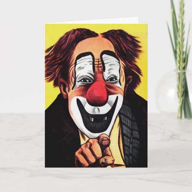 Vintage Clown Birthday Card Helgkort (Framsida)