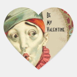 Vintage Clown Expresine Valentine Hjärtformat Klistermärke