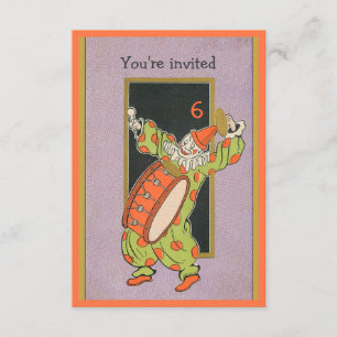Vintage clown födelsedagsfest inbjudan