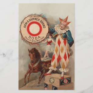 Vintage Clown och Acrobat Scrapbook Pappra Lakan