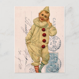 Vintage Clown Postcard Digital Art Vykort