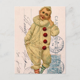 Vintage Clown Postcard Digital Art Vykort