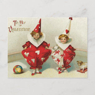 Vintage Clown Valentine Helg Vykort
