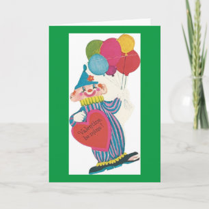 Vintage Clown Valentine Helgkort