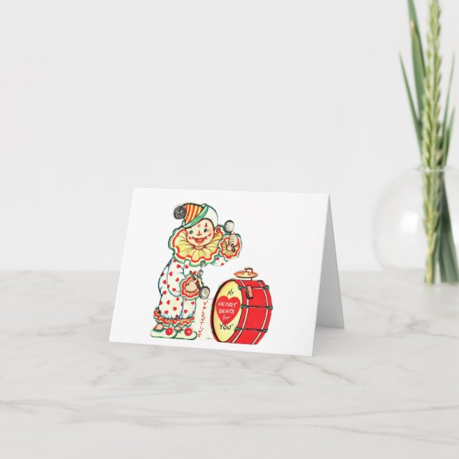 Vintage Clown Valentine Kort (Framsida)