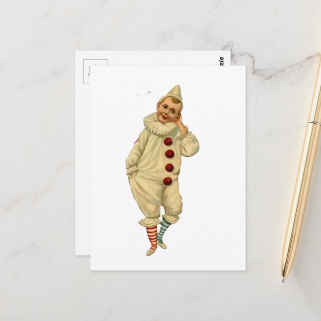 Vintage Clown Vykort (Fram/Back In Situ)