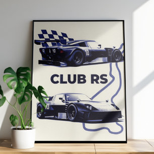 Vintage Club RS Racingbilaffisch – Retro Motorspor Poster