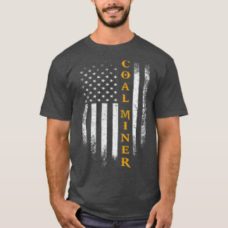Vintage Coal Miner Distress American Flagga T Shirt