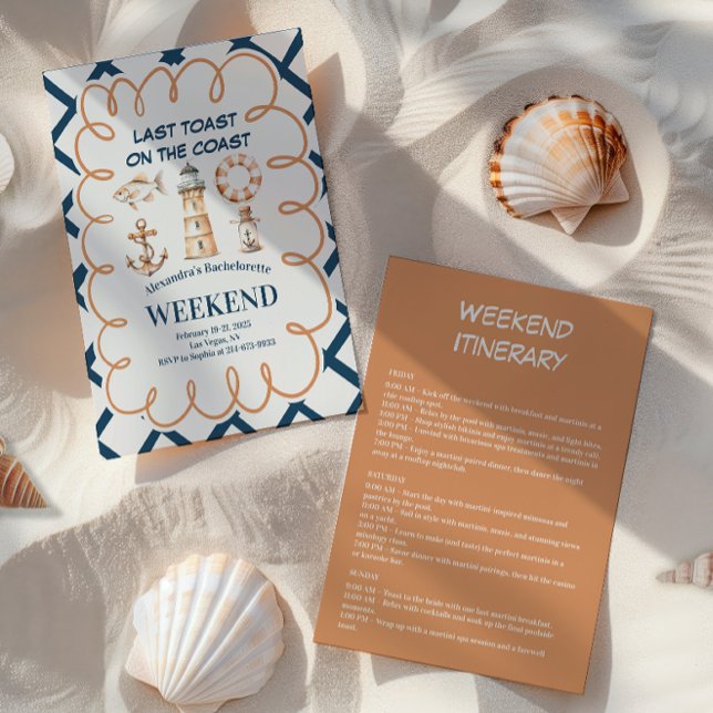 Vintage Coastal Charm Bachelorette Inbjudningar (Skapare uppladdad)