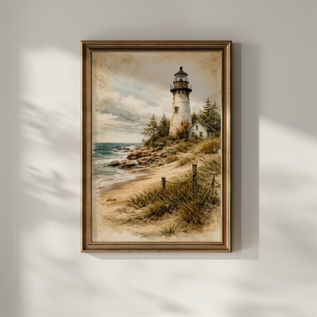 Vintage Coastal Lighthouse Poster (Skapare uppladdad)