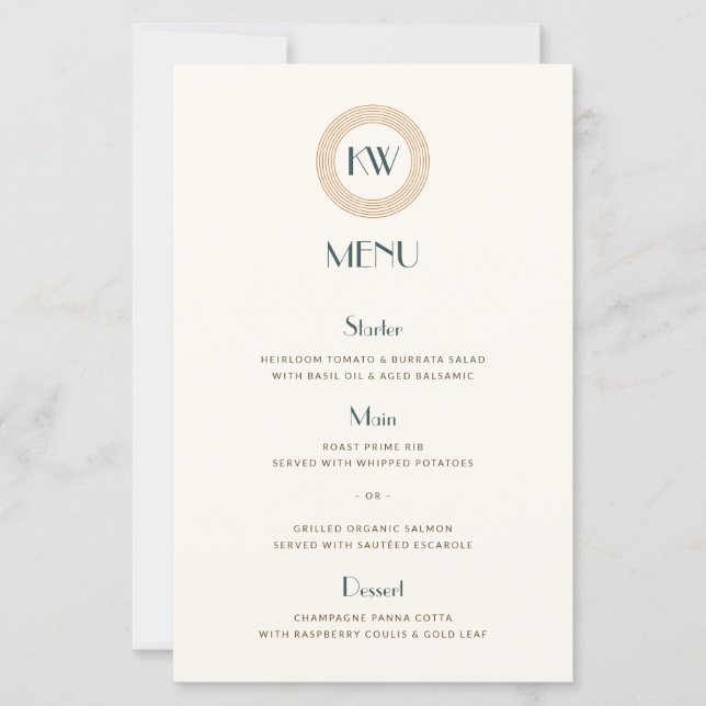 Vintage Coastal Retro Sunset Deco Wedding Menu (Framsida)