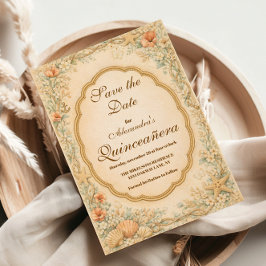 Vintage Coastal Seashell Quinceañera Spara Datumet