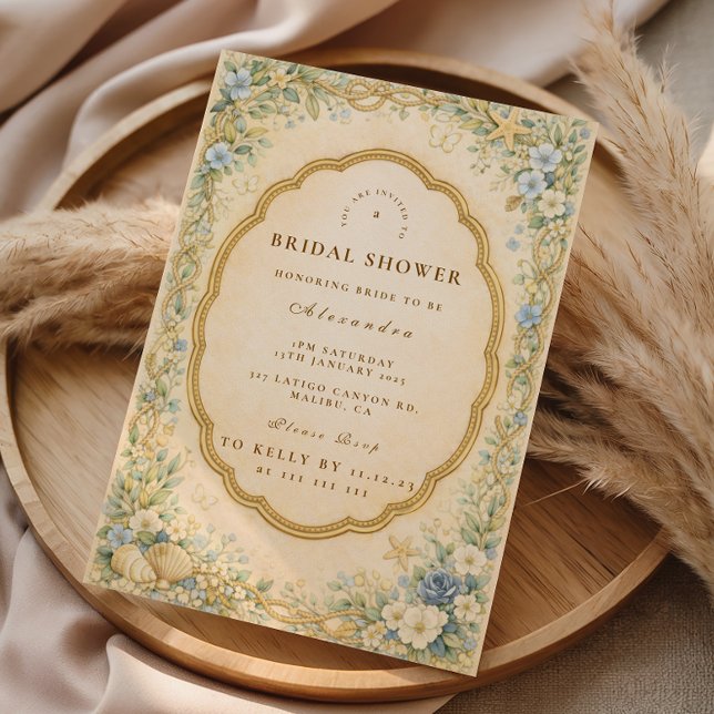 Vintage Coastal Wildflower Bröllopsdusch Inbjudningar (Skapare uppladdad)