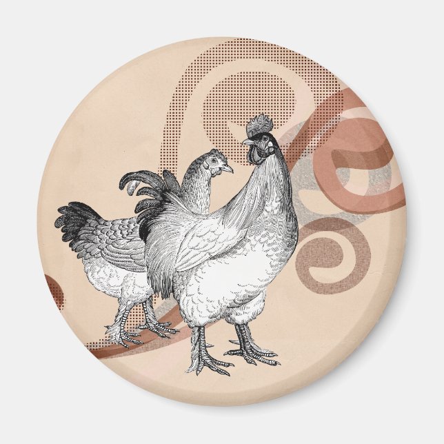 Vintage Cochin Chickens Magnet (Framsidan)