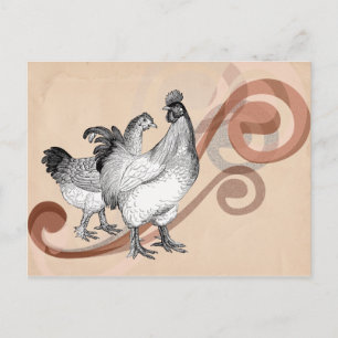 Vintage Cochin Chickens Vykort