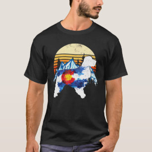 Vintage Cocker Spain Hund Colorado Flagga Sunset R T Shirt