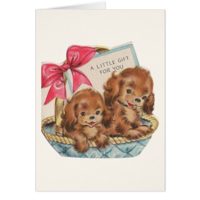Vintage Cocker Spain Puppy Gift Card Hälsningskort (Framsidan)