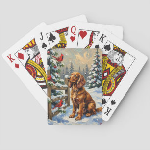 Vintage Cocker Spaniel och kardinaler jul Casinokort