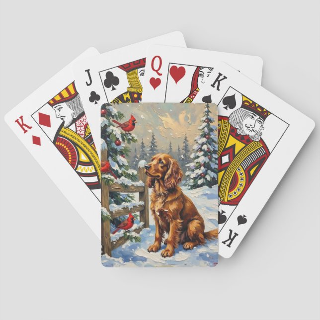 Vintage Cocker Spaniel och kardinaler jul Casinokort (Baksidan)
